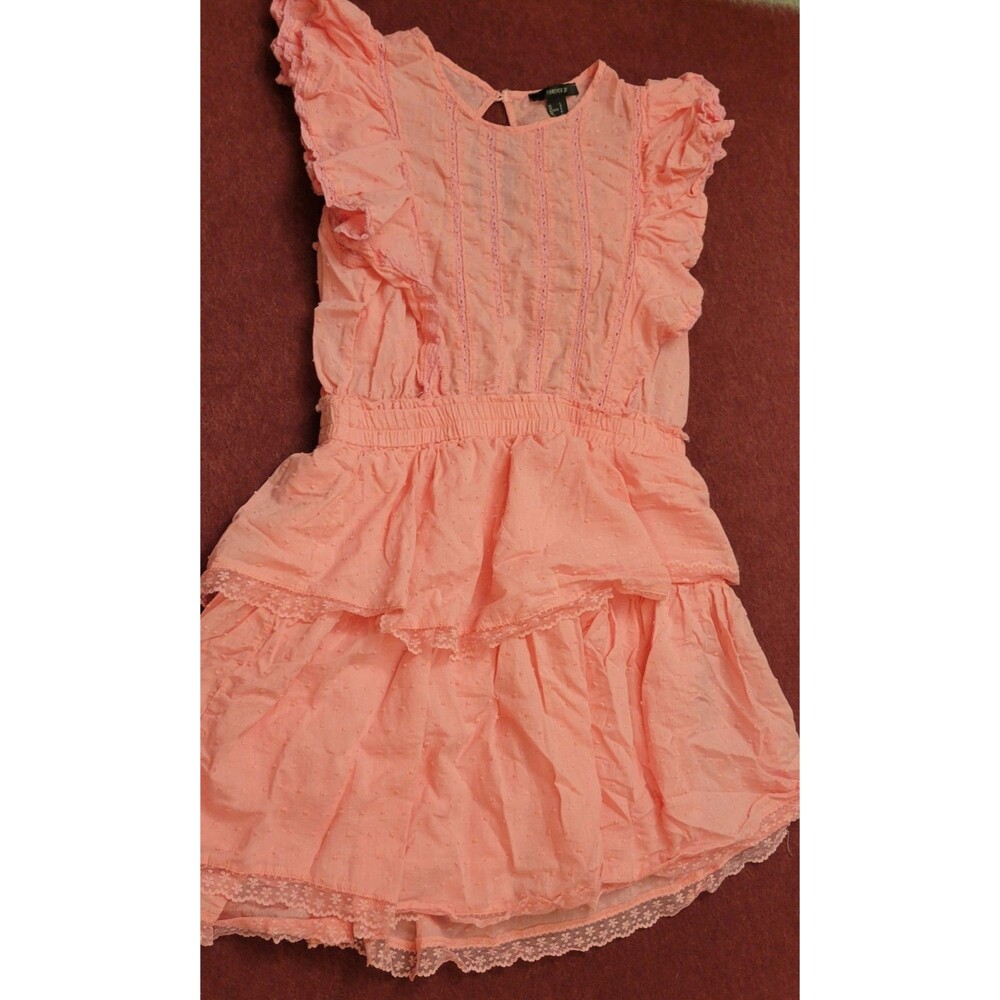 Woman's Forever 21 Pink Ruffle Flutter Short Dress Size Large